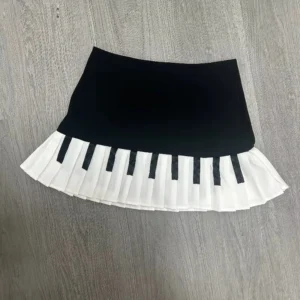 Mini spódniczka czarno-biała Y2K slim fit koreański styl Czarny