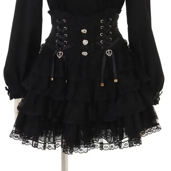 Mini spódniczka koronkowa w stylu lolita y2k Black02