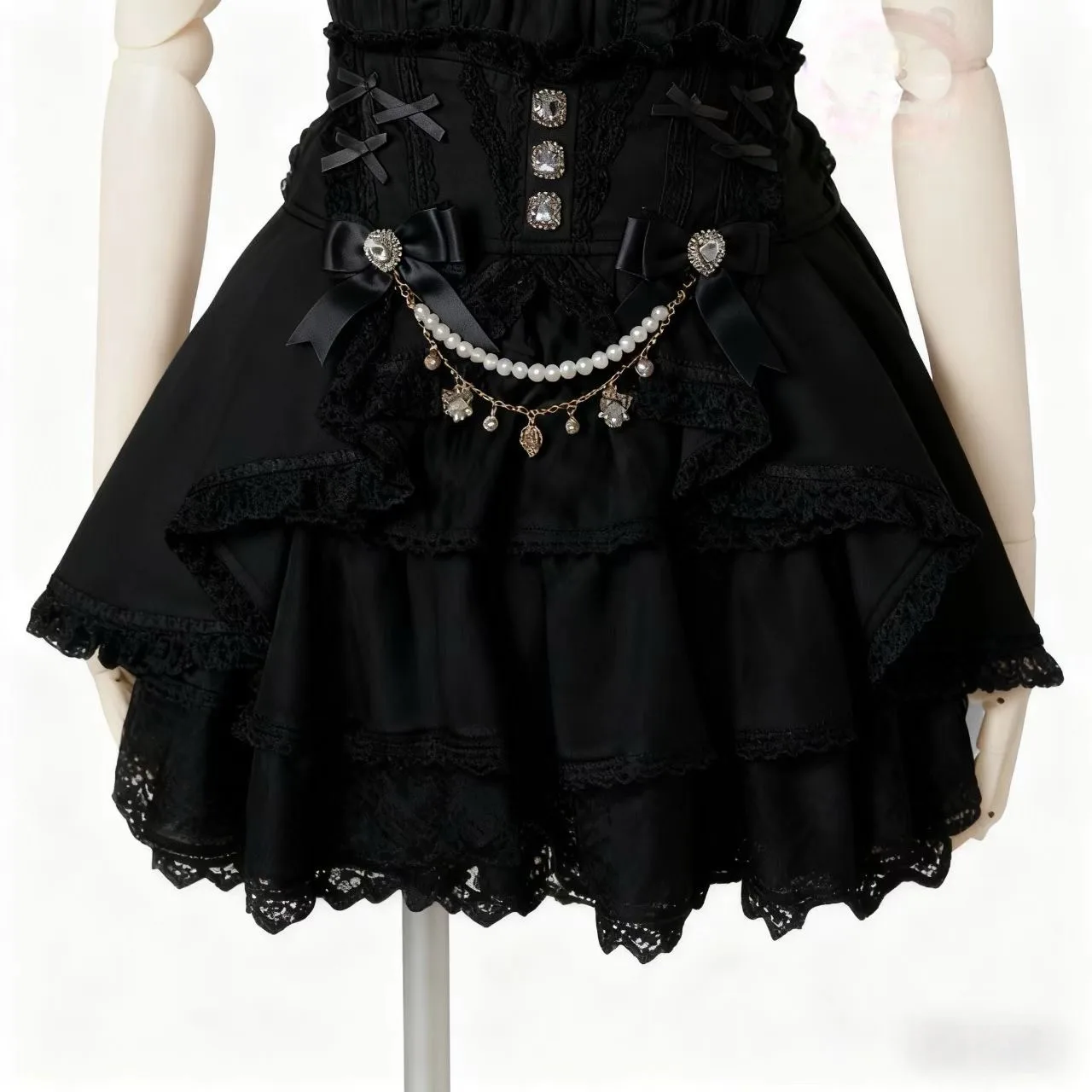 Mini spódniczka koronkowa w stylu lolita y2k Black04