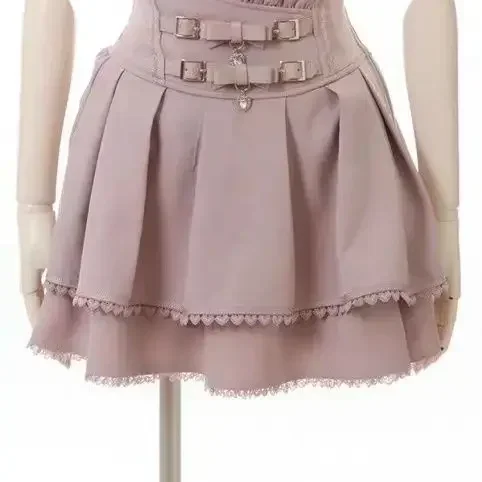Mini spódniczka koronkowa w stylu lolita y2k Pink01