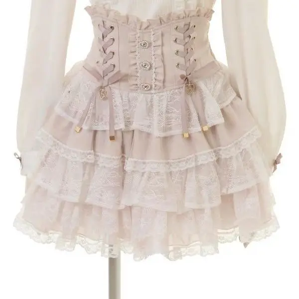 Mini spódniczka koronkowa w stylu lolita y2k Pink02