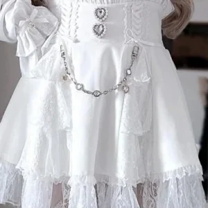 Mini spódniczka koronkowa w stylu lolita y2k White03