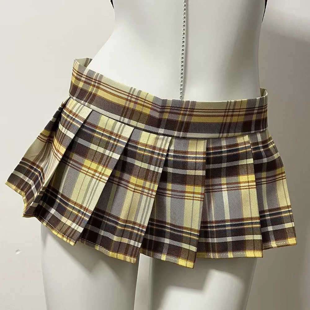 Mini spódniczka w kratkę plisowana — styl JK vintage B3