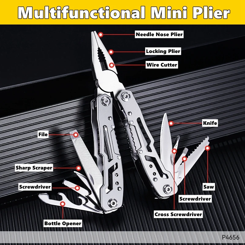 Mini szczypce kieszonkowe multitool z nożem, pilnikiem i śrubokrętem Niebieski