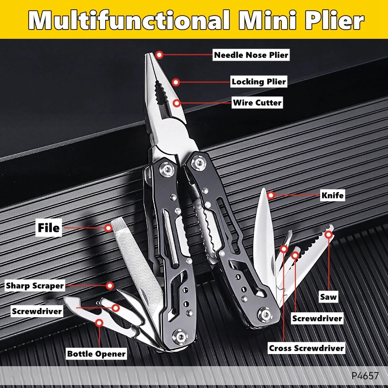 Mini szczypce kieszonkowe multitool z nożem, pilnikiem i śrubokrętem Zielony