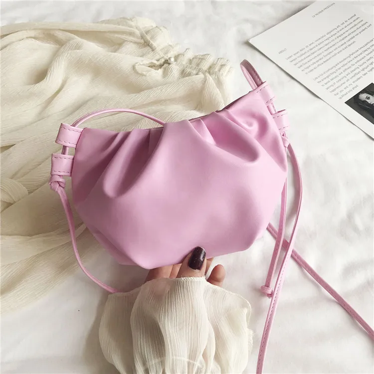 Mini torebka damska plisowana chmurka na ramię i crossbody Fioletowy