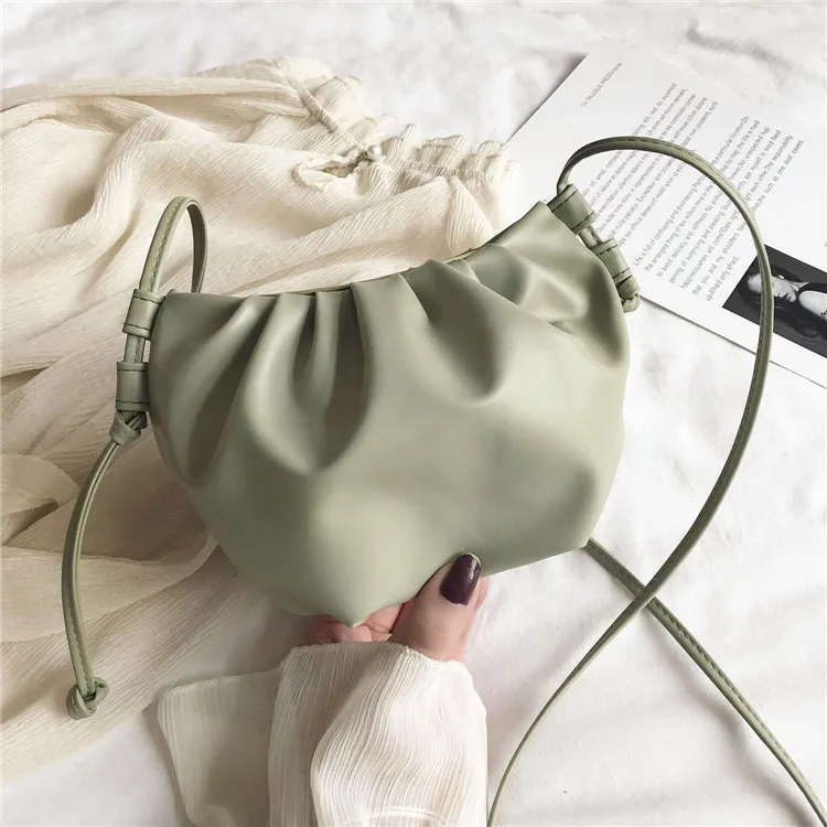 Mini torebka damska plisowana chmurka na ramię i crossbody Zielony