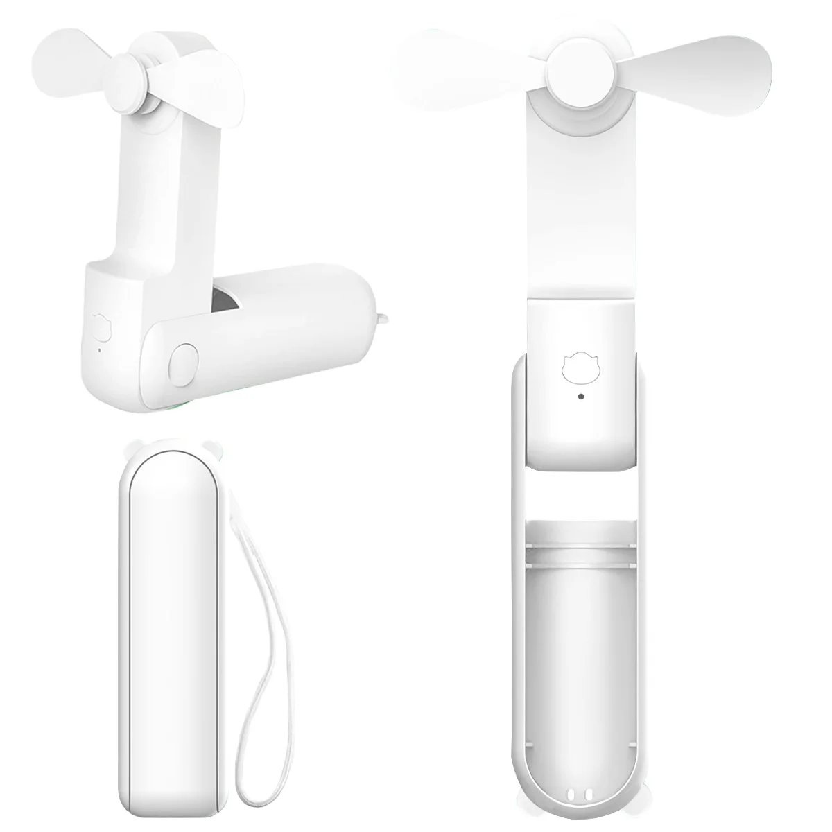 Mini wiatraczek ręczny składany USB 500 mAh Biały
