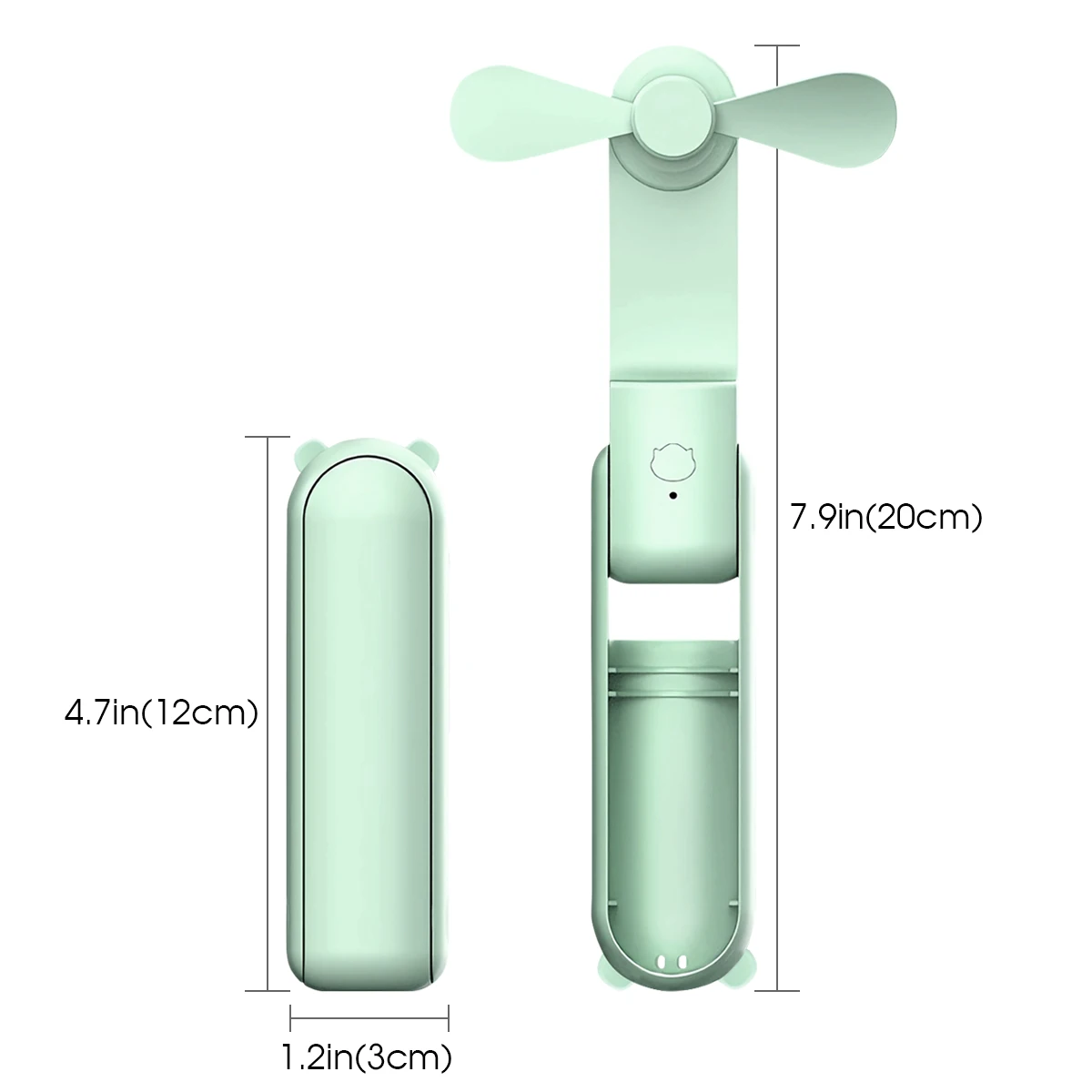Mini wiatraczek ręczny składany USB 500 mAh Jasnozielony