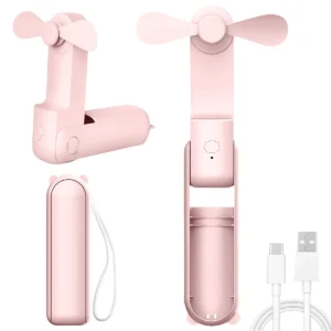 Mini wiatraczek ręczny składany USB 500 mAh Różowy