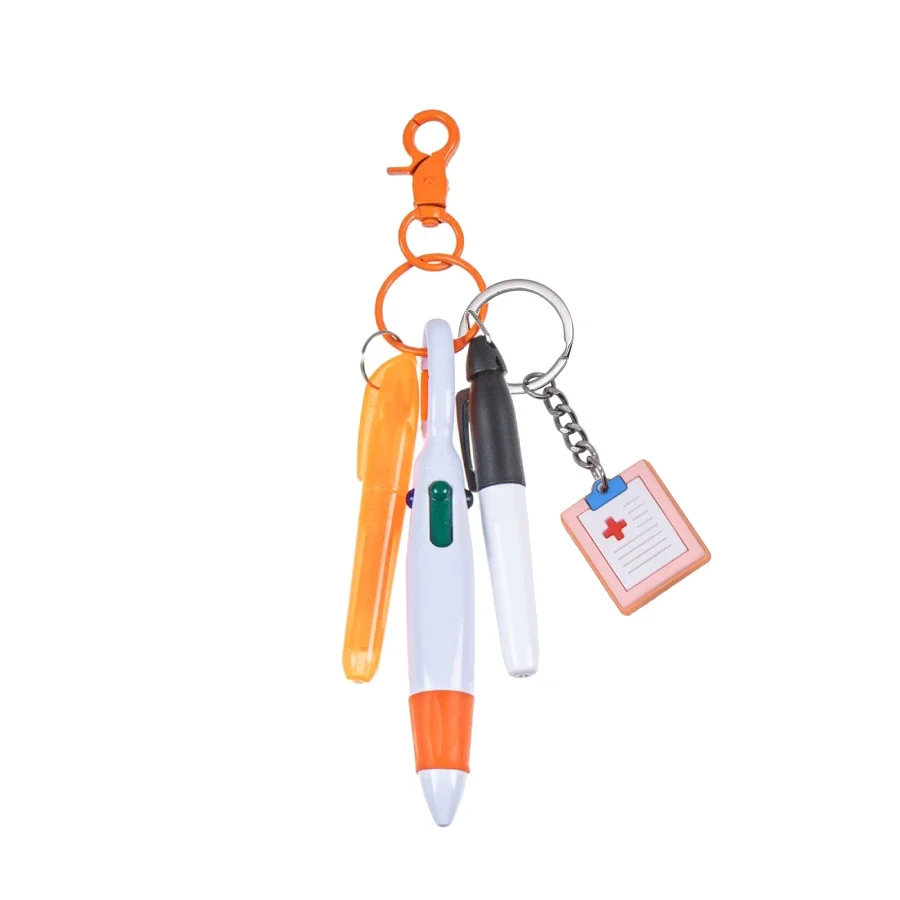 Mini zakreślacz i marker z brelokiem na identyfikator Pomarańczowy
