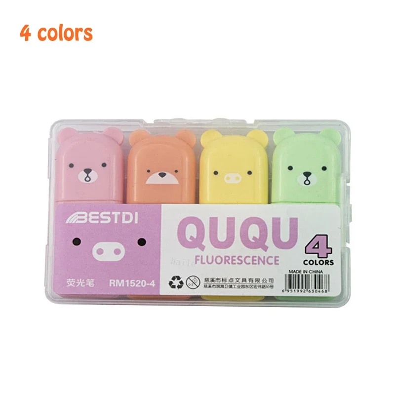 Mini zakreślacze Kawaii pastelowe, 6 kolorów Biały