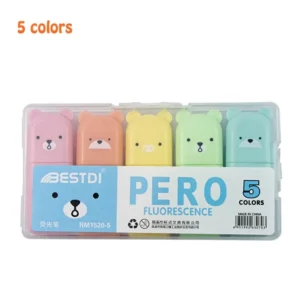 Mini zakreślacze Kawaii pastelowe, 6 kolorów żółty