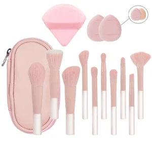 Mini zestaw pędzli do makijażu podróżny w różu 14 PCS