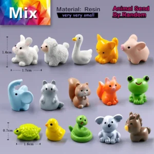 Miniaturowe figurki zwierząt do ogrodu wróżek - zestaw 10 sztuk Jasnoszary