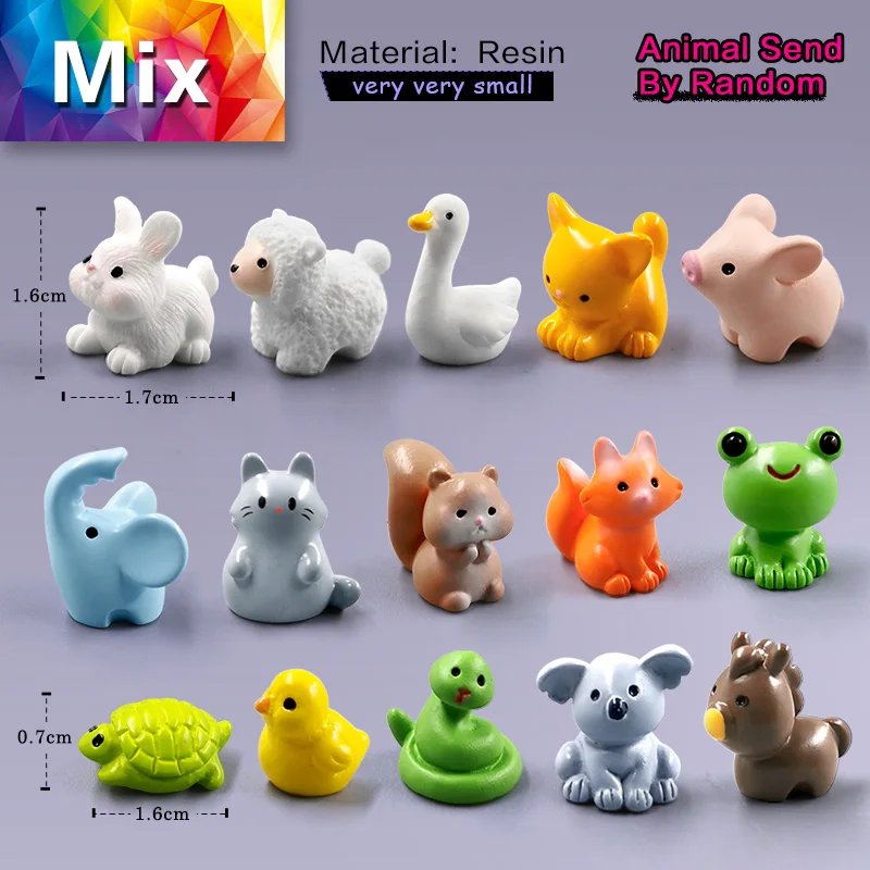 Miniaturowe figurki zwierząt do ogrodu wróżek - zestaw 10 sztuk Jasnoszary