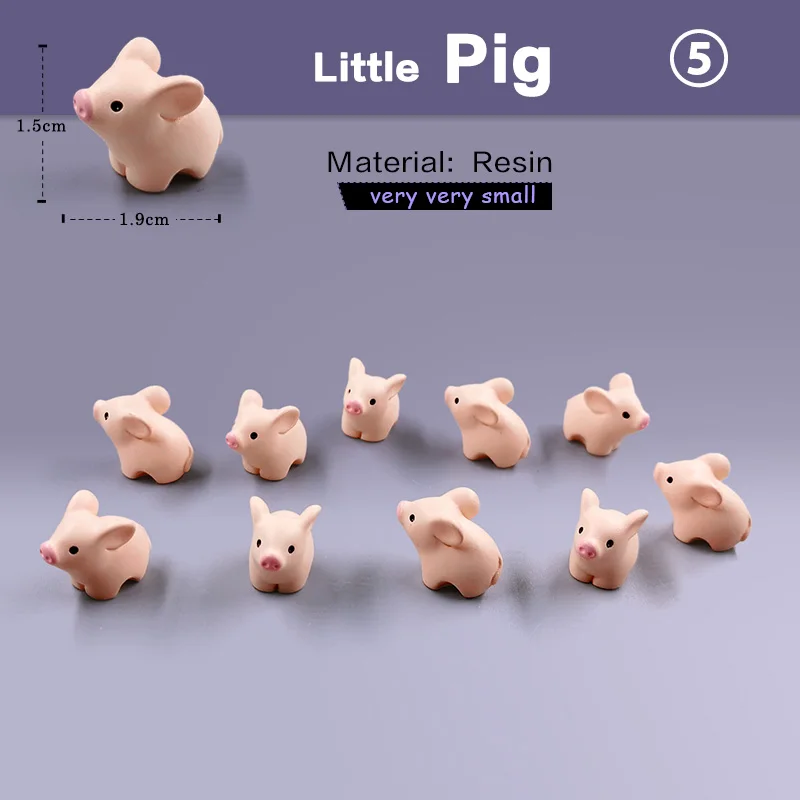 Miniaturowe figurki zwierząt do ogrodu wróżek - zestaw 10 sztuk śliwka