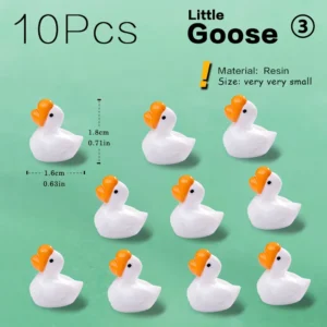 Miniaturowe figurki zwierząt - zestaw 10 sztuk do ogrodu wróżek Kremowo biała