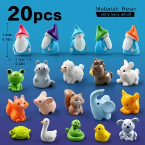 Zestaw 20 miniaturowych figurek zwierząt do ogrodu Khaki