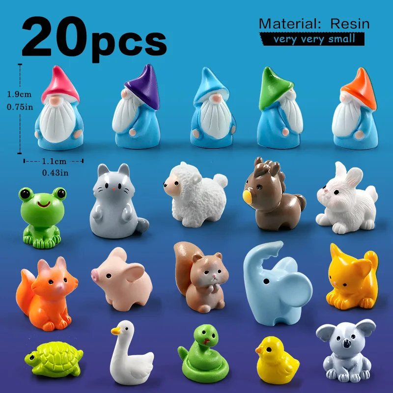 Zestaw 20 miniaturowych figurek zwierząt do ogrodu Khaki