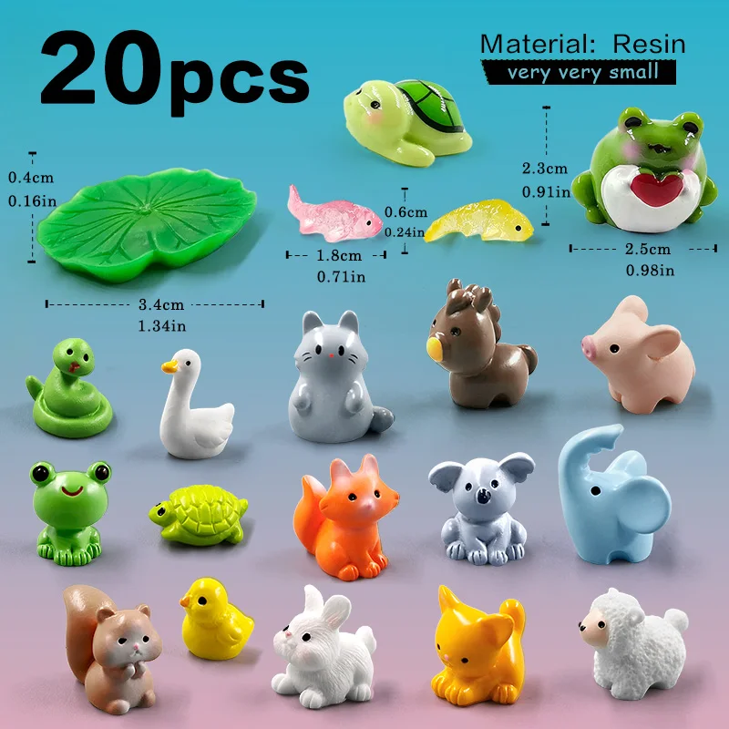 Zestaw 20 miniaturowych figurek zwierząt do ogrodu Ciemny szary