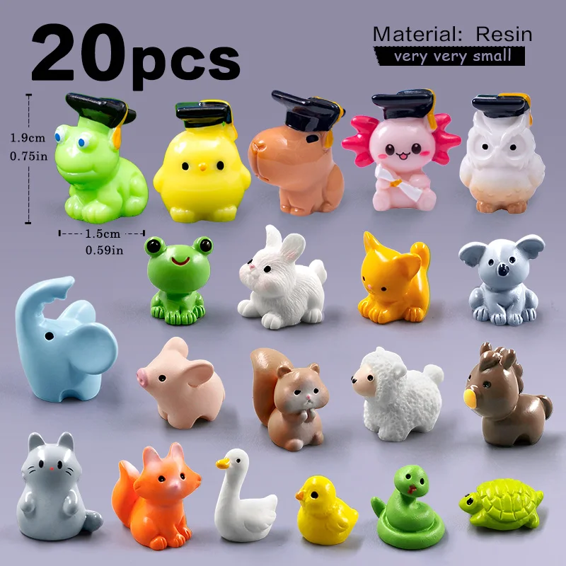 Zestaw 20 miniaturowych figurek zwierząt do ogrodu Ciemnoniebieski