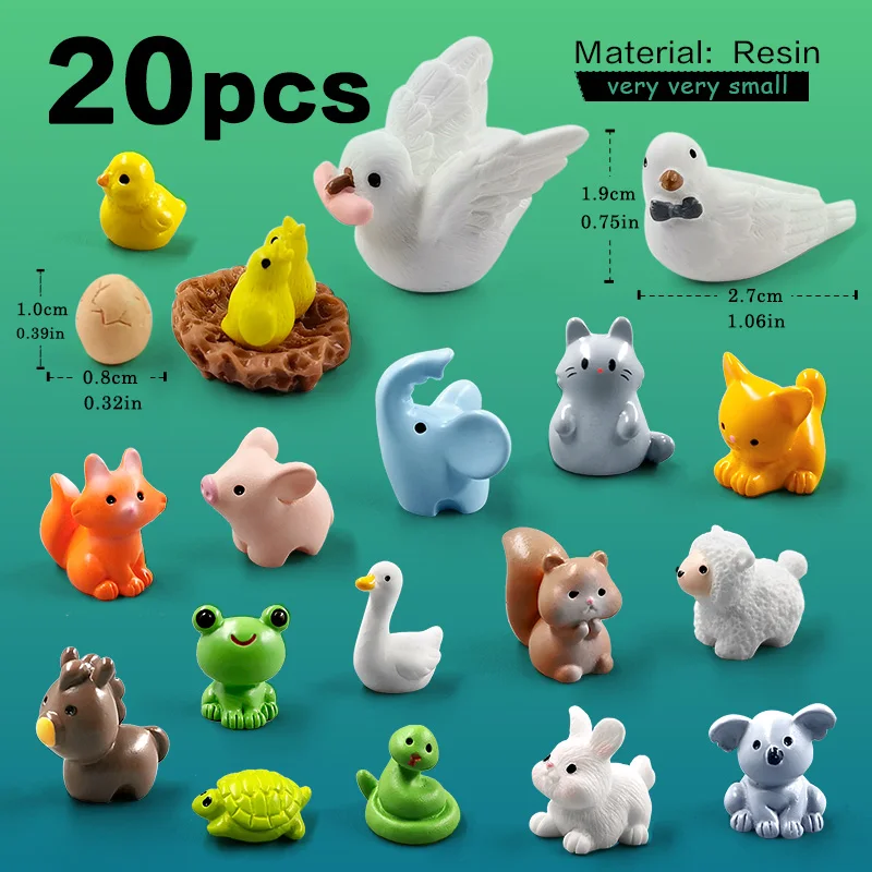 Zestaw 20 miniaturowych figurek zwierząt do ogrodu śliwka