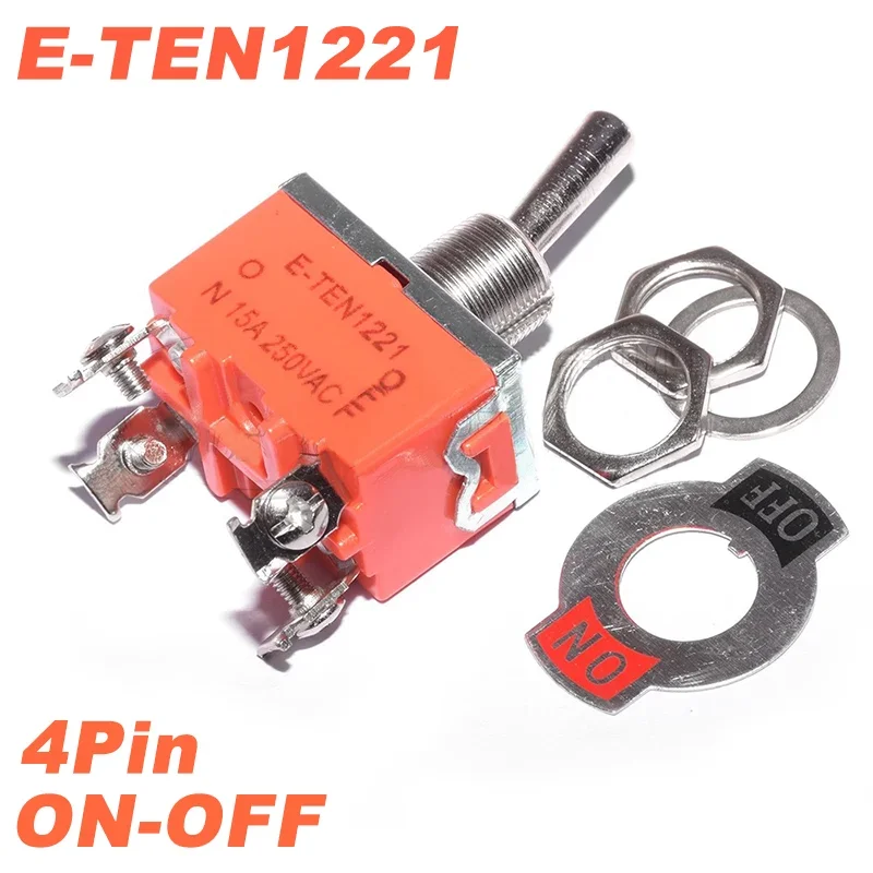 Miniaturowy przełącznik kołyskowy 250V 15A - zestaw 5 sztuk 1221 on off