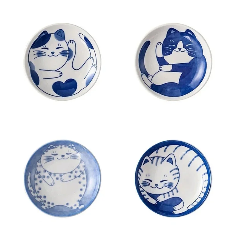 Miseczki ceramiczne na przyprawy Kot - zestaw 4 szt. Szary