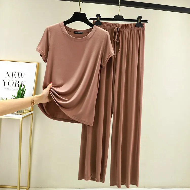 Modalna piżama damska z krótkim rękawem M–XXL Khaki