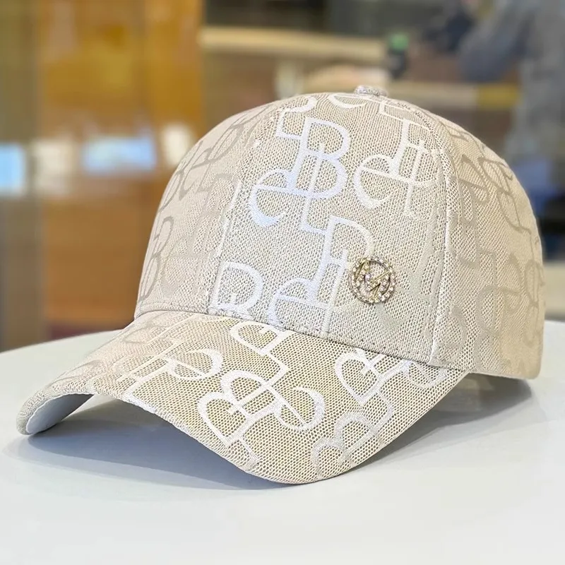 Modna czapka z daszkiem z okrągłym logo unisex Beżowy