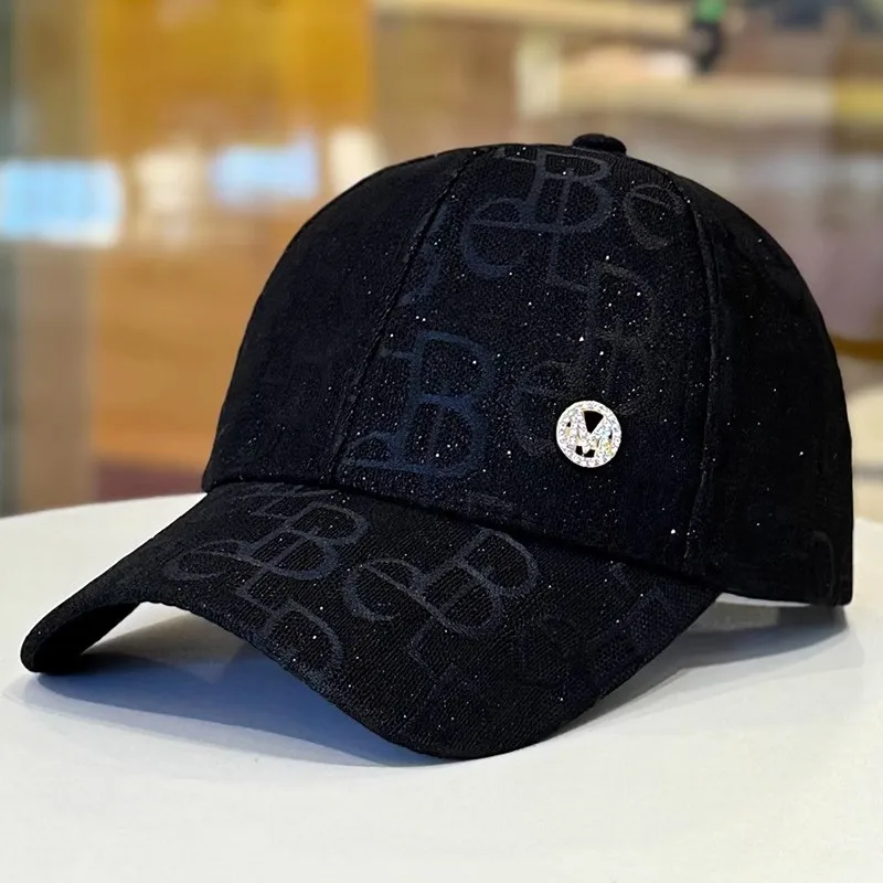Modna czapka z daszkiem z okrągłym logo unisex Czarny