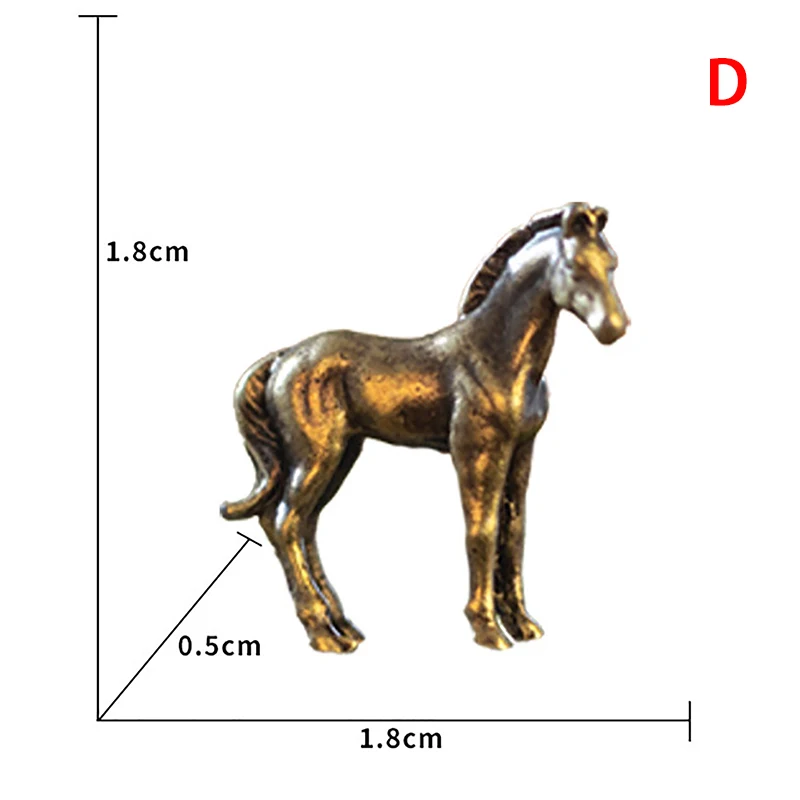 Mosiężna figurka konia – miniatura Feng Shui na biurko Khaki