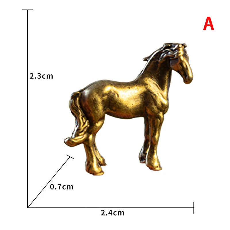 Mosiężna figurka konia – miniatura Feng Shui na biurko Jasnoszary