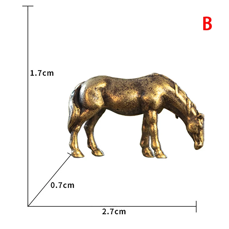 Mosiężna figurka konia – miniatura Feng Shui na biurko Jasnozielony