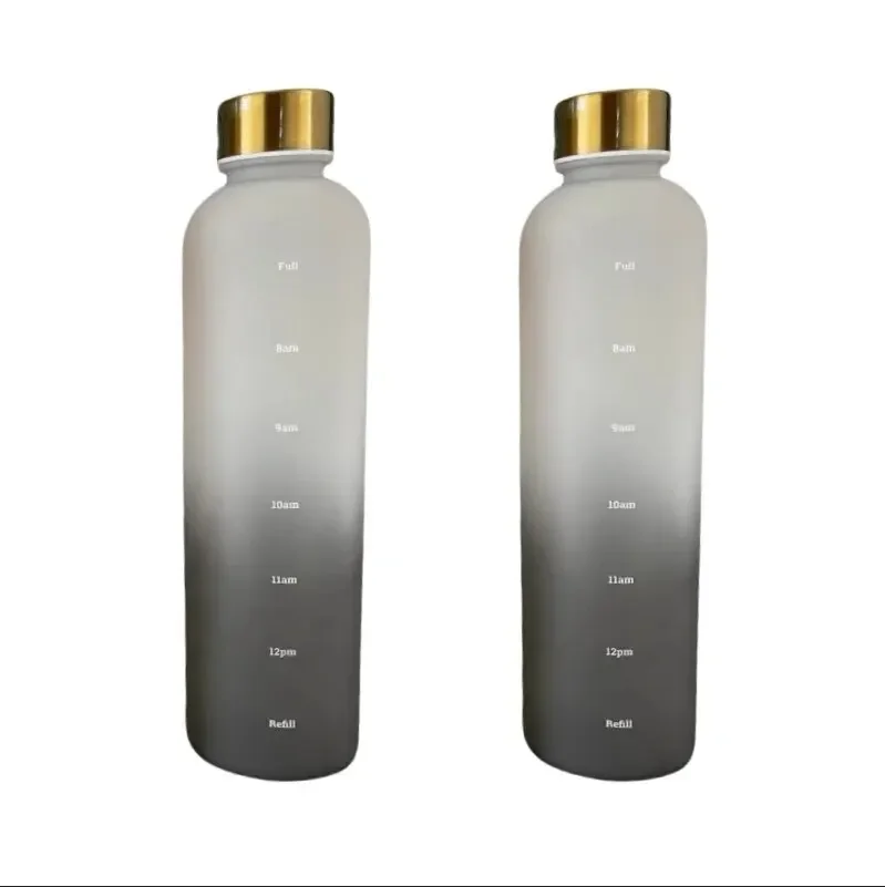 Motywacyjna butelka fitness 1000 ml ze znacznikiem czasu BPA-free Jasnoszary