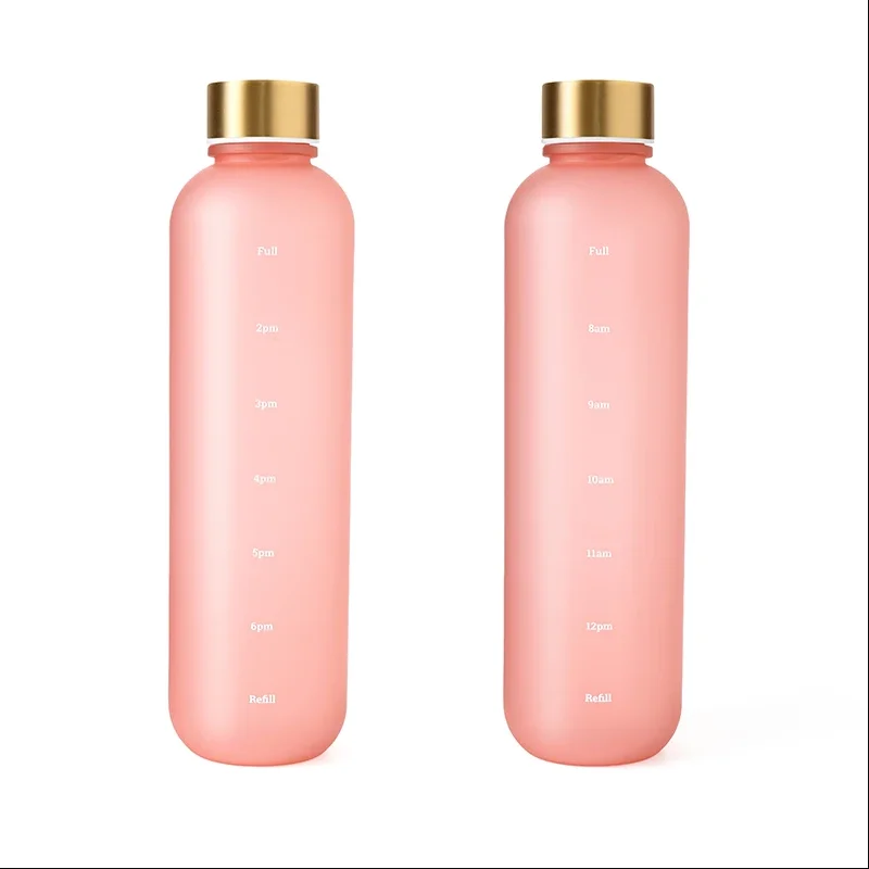 Motywacyjna butelka fitness 1000 ml ze znacznikiem czasu BPA-free Różowy