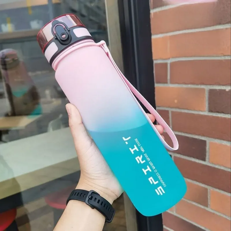 Motywacyjna butelka sportowa 500 ml i 1 l szczelna do podróży Różowy