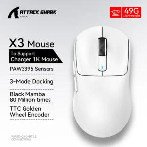 Mysz bezprzewodowa Attack Shark X3 Pro gamingowa PixArt PAW3395 Biały