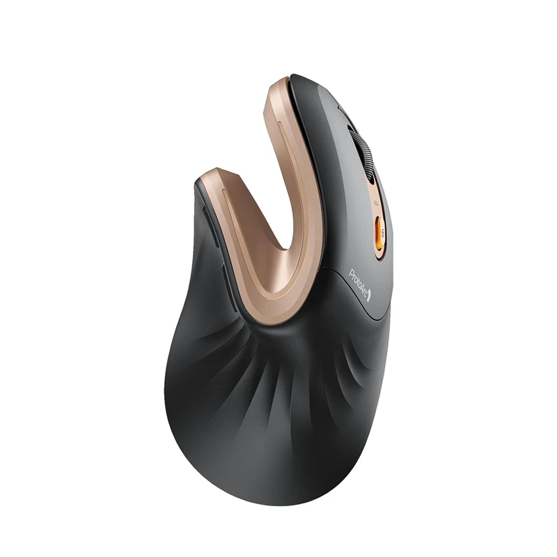 Ergonomiczna mysz pionowa bezprzewodowa ProtoArc EM11 – Bluetooth i 2.4 GHz, ładowana USB Złoto