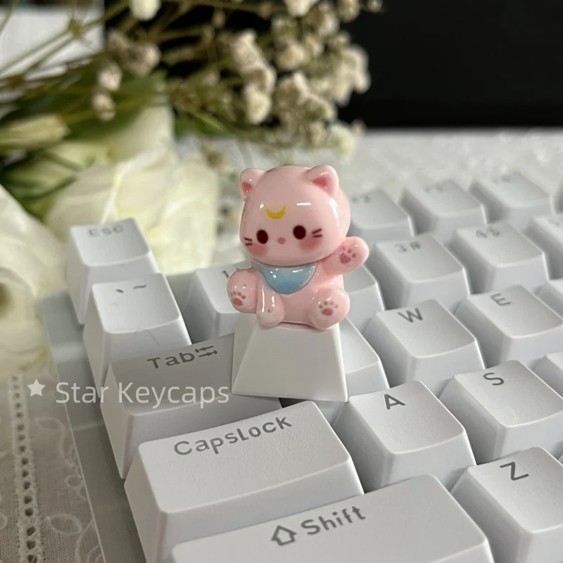 Nakładka ESC falujący kot 3D do klawiatury mechanicznej Cherry MX Beżowy