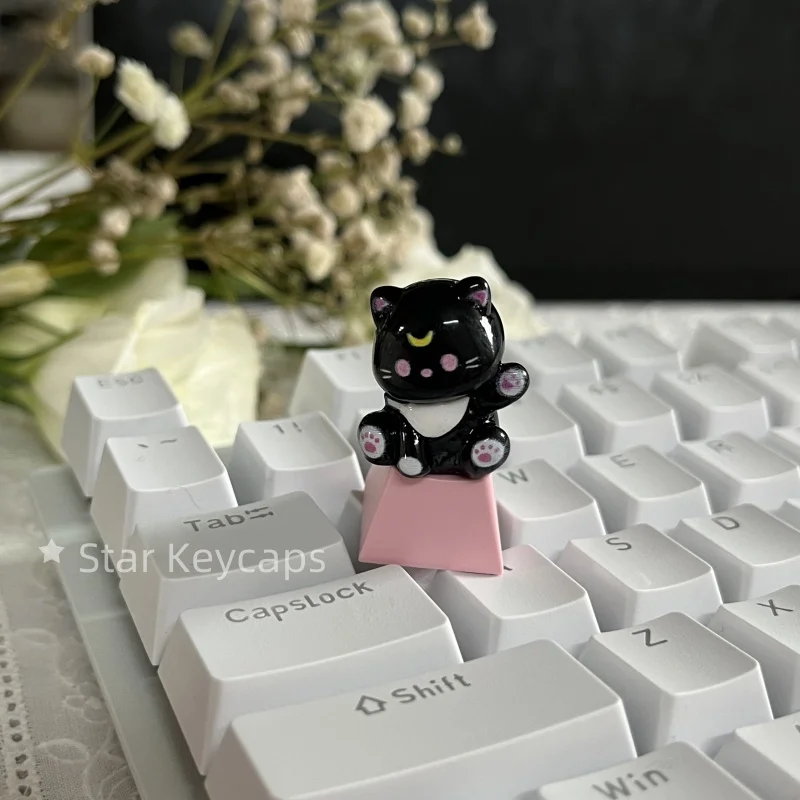 Nakładka ESC falujący kot 3D do klawiatury mechanicznej Cherry MX Bursztynowy