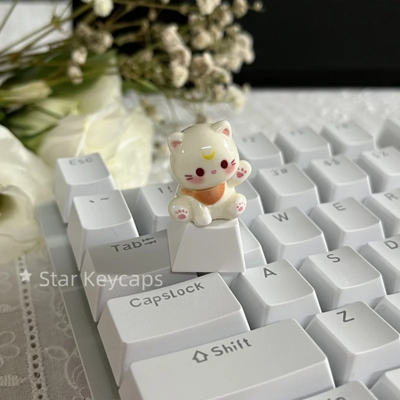 Nakładka ESC falujący kot 3D do klawiatury mechanicznej Cherry MX Ciemny szary