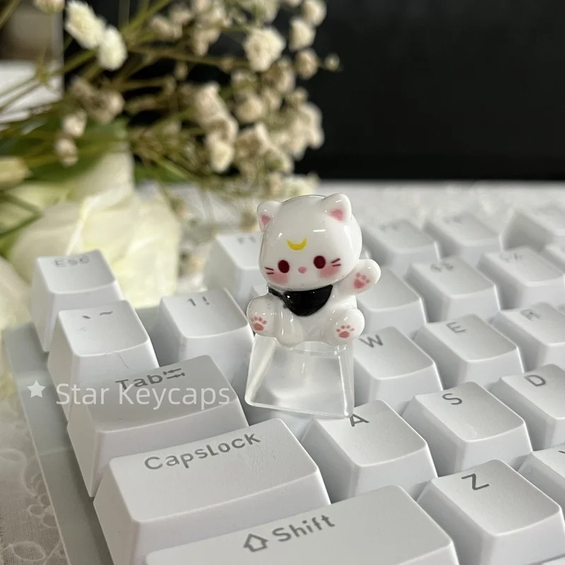 Nakładka ESC falujący kot 3D do klawiatury mechanicznej Cherry MX Czerwony