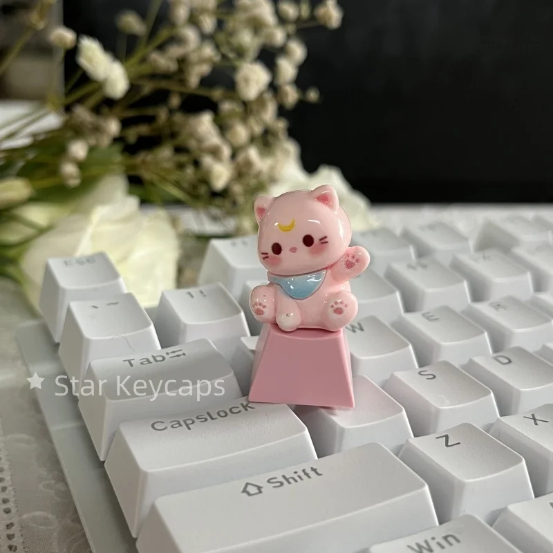 Nakładka ESC falujący kot 3D do klawiatury mechanicznej Cherry MX Kolor kremowy