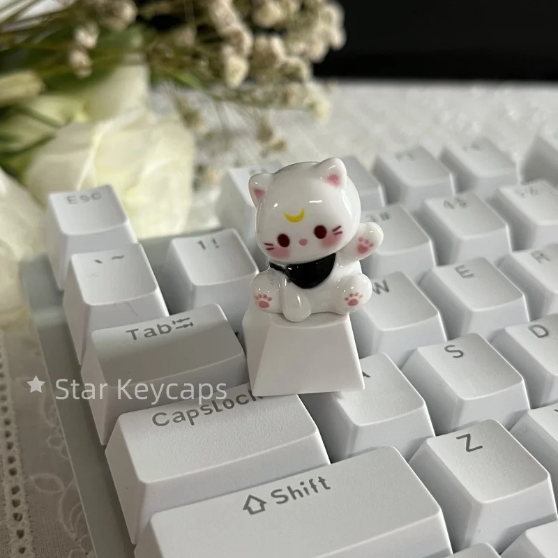Nakładka ESC falujący kot 3D do klawiatury mechanicznej Cherry MX Pomarańczowy