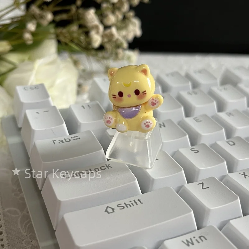 Nakładka ESC falujący kot 3D do klawiatury mechanicznej Cherry MX Szary