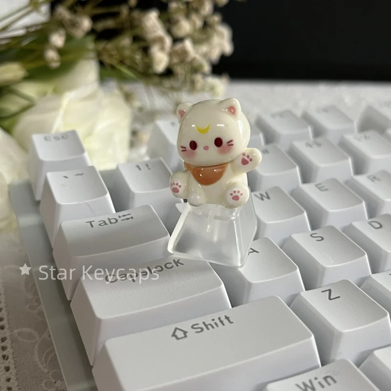 Nakładka ESC falujący kot 3D do klawiatury mechanicznej Cherry MX żółty