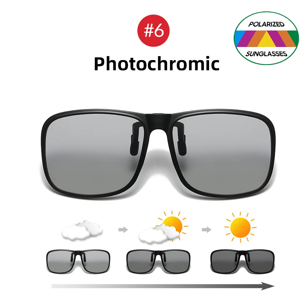 Nakładki polaryzacyjne na okulary z klapką UV400, fotochromowe Photochromic