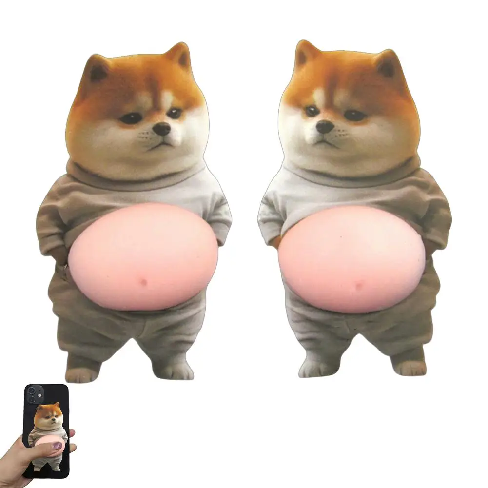 Naklejka 3D pies Shiba Inu – silikonowa dekoracja samoprzylepna Szary
